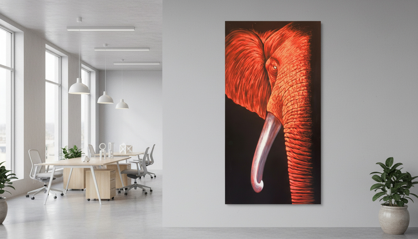 Elefant i ljus-kontorsmiljo
